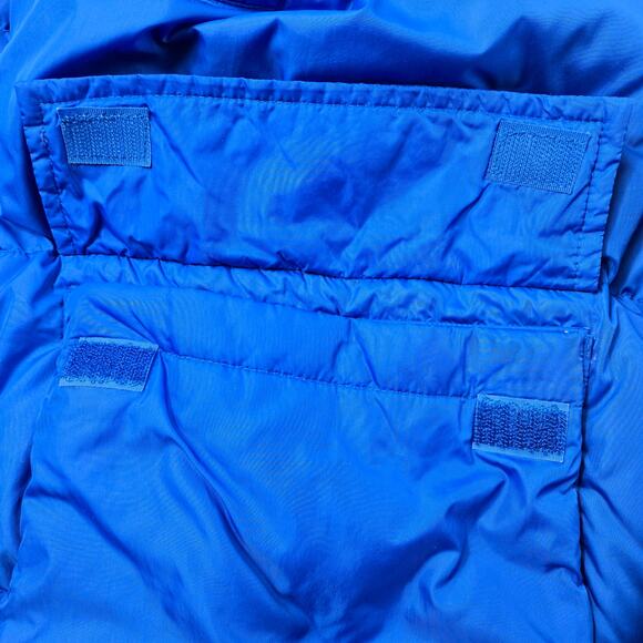 Men's Lands' End Reversible Goose Down Puffer Jacket Blue Black Hood sz Lg 42-44 - Picture 11 of 16